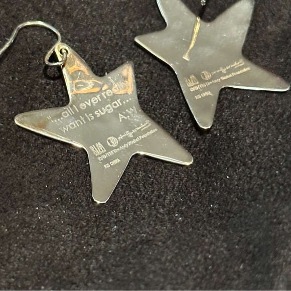 RLM Studio Andy Warhol Sterling Silver Abstract Star Dangle Earrings Quote 5.9g - Picture 6 of 8
